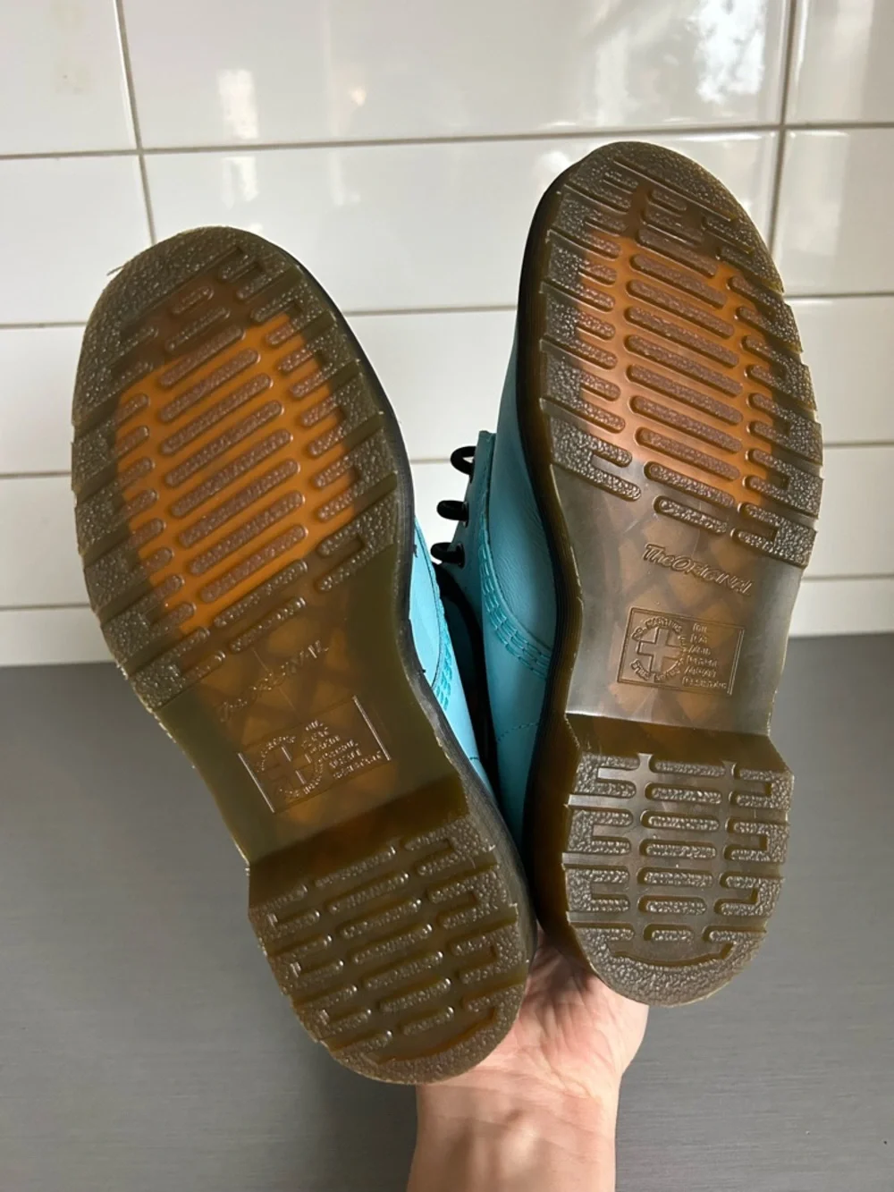 Dr. Martens 1460 Women’s Lace-Up Light Blue Leather Boots - Picture 6 of 6